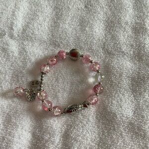 Chic Pink and Silver Charm Bracelet